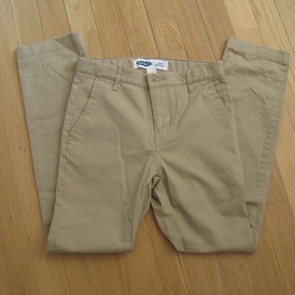 Old Navy Skinny Built In Flex 10 Slim Boys Tan Khaki Chino Pants Uniform Cotton - Picture 1 of 4
